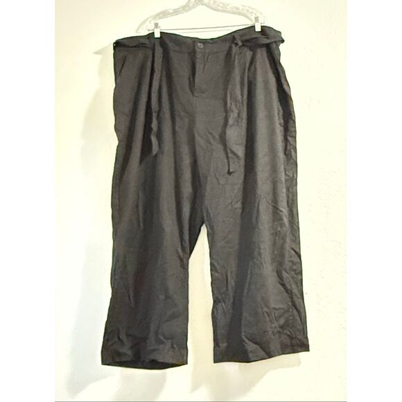 Torrid Size 24 Black Linen Blend Career Pants Business Casual Pockets Wide Leg - Picture 2 of 3